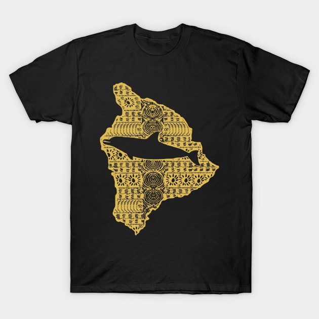 Golden Maori Dolphin Outline in a polynesian Pattern Hawaii Shape T-Shirt by pelagio